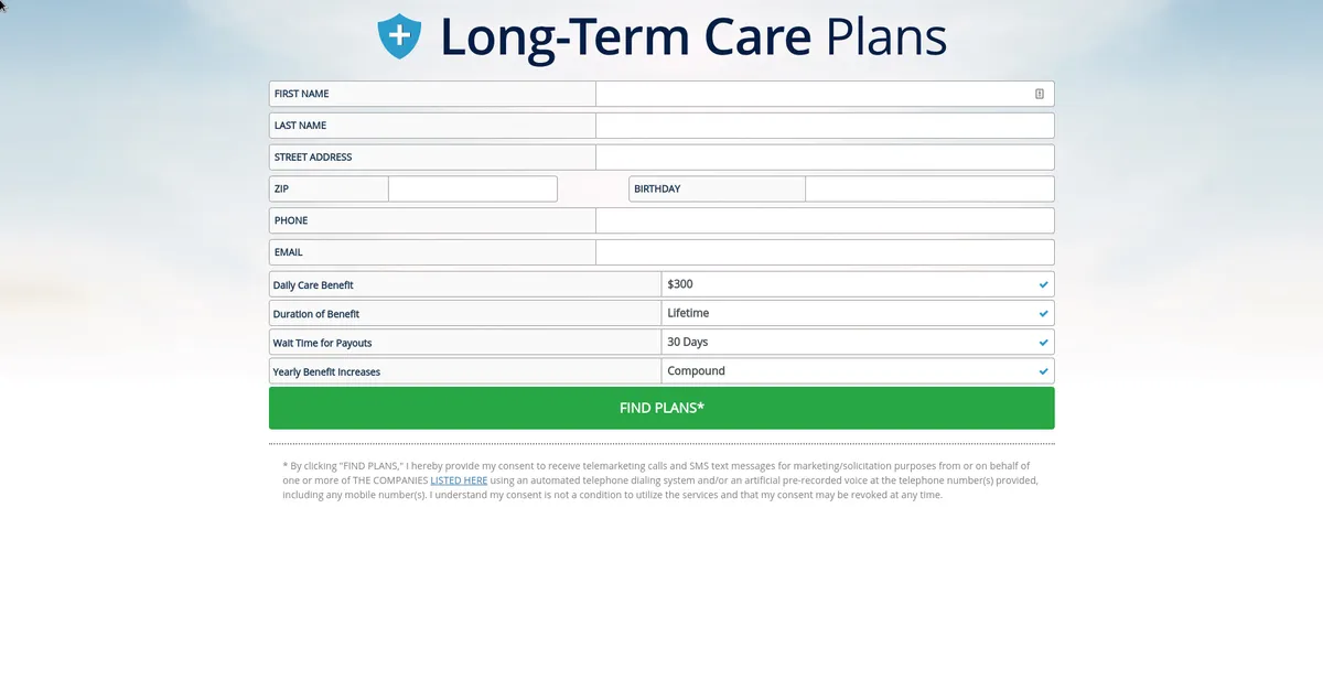 Screenshot of the Live Longer LTC website